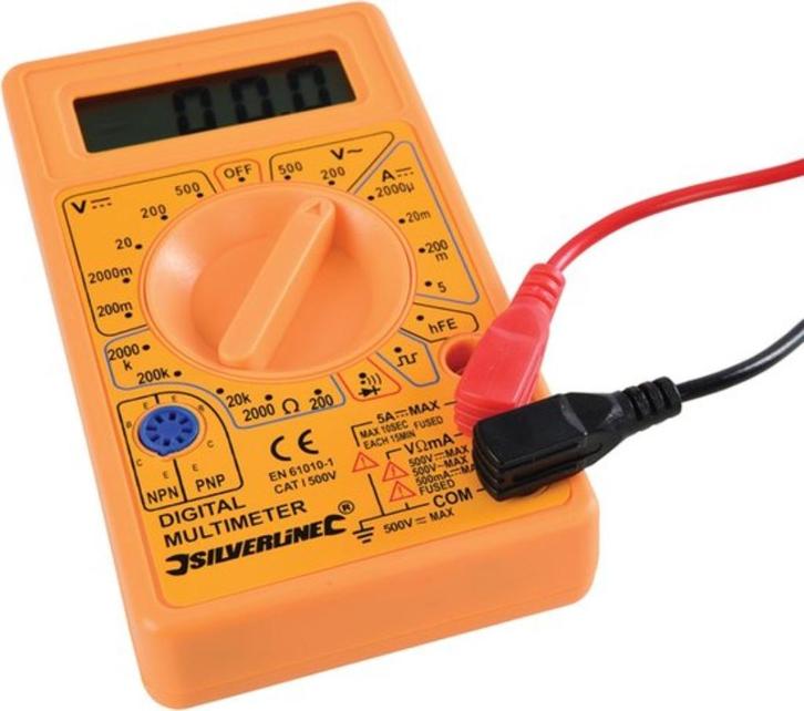 Silverline digitale multimeter meet AC/DC, Doe-het-zelf en Verbouw, Meetapparatuur, Nieuw, Multimeter, Ophalen of Verzenden