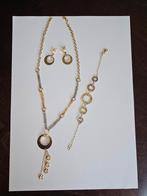 Gouden halsband, armband en oorbel, 18kt, Antiek en Kunst, Antiek | Goud en Zilver, Goud, Ophalen of Verzenden
