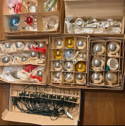 Vintage partij glazen kerstballen (41), 2x piek, verlichting, Diversen, Kerst, Zo goed als nieuw, Ophalen of Verzenden