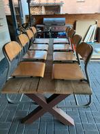 8 vintage buisframe school stoelen., Antiek en Kunst, Ophalen