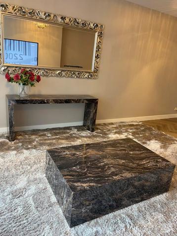 Marmerlook salontafel en wandtafel 130cm en 170cm beschikbaar voor biedingen