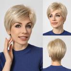 Pruik kort haar in laagjes goudblond mix, Verzenden, Nieuw, Pruik of Haarverlenging