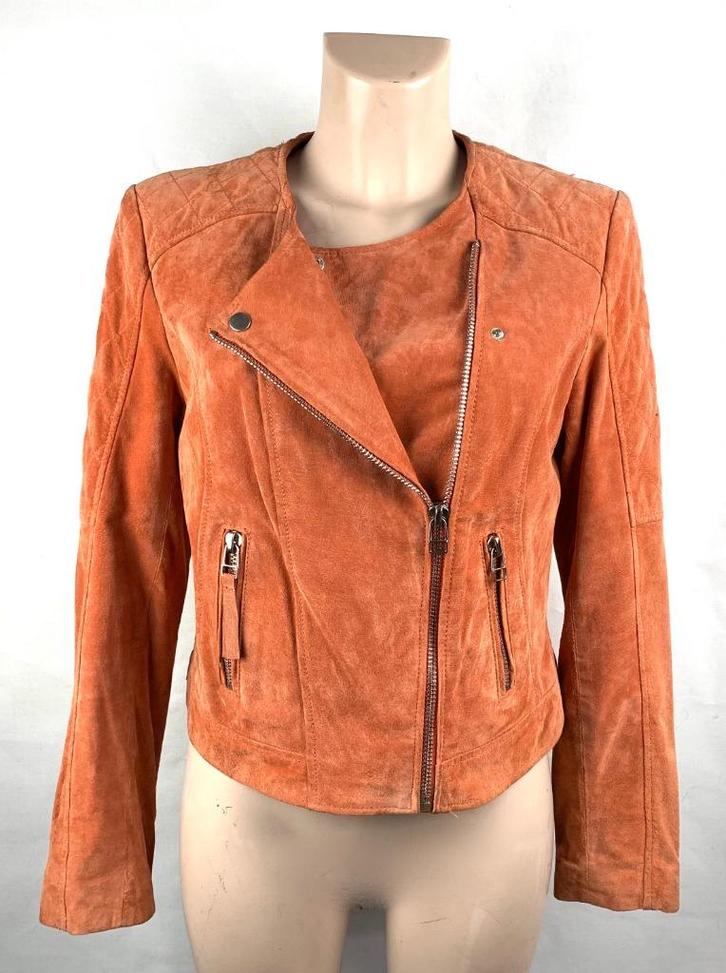 Leeser Studio kort oranje suède jack maat 40 (/42), Kleding | Dames, Jassen | Winter, Gedragen, Maat 38/40 (M), Oranje, Verzenden