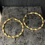 14k gouden wokkels oorbellen creolen nieuw, Ophalen of Verzenden, Zo goed als nieuw, Goud