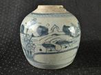 Antieke Chinese Gemberpot, blauw meerlandschap, China 1800's, Ophalen of Verzenden
