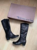 Zwarte leren laarzen schoenen maat 39 leer zwart Tamaris, Ophalen of Verzenden, Zo goed als nieuw, Zwart, Hoge laarzen