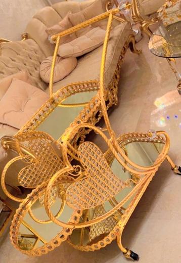 Theekar bladgoud swarovski kristal trouwerij bruiloft  beschikbaar voor biedingen