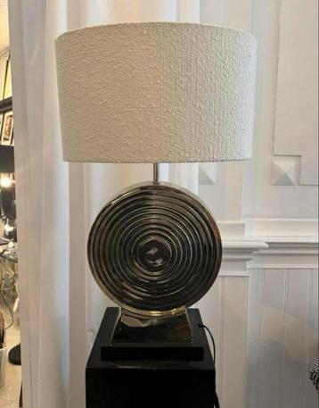 Eichholtz tafellamp zilver boucle kap ovaal designlamp   beschikbaar voor biedingen