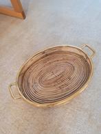 Gabrielle Crespi vintage bamboe rotan messing dienblad, Ophalen of Verzenden, Gebruikt, Rond, Overige materialen