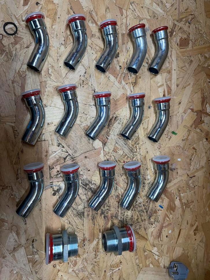 Perskoppelingen Diverse Maten, Doe-het-zelf en Verbouw, Buizen en Afvoer, Gebruikt, Overige typen, Rvs, Minder dan 2 meter, 20 tot 40 mm