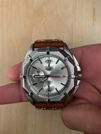 Amber Horloge met Lederen Band, Sieraden, Tassen en Uiterlijk, Horloges | Heren, Overige merken, Staal, Polshorloge, Ophalen of Verzenden