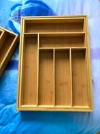 2x Uitschuifbare Bestekbak bamboe 5cm hoog, Ophalen of Verzenden, Zo goed als nieuw, Overige materialen, Los bestek