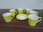 HEMA servies kop en schotels, kleur limegroen, Ophalen, Zo goed als nieuw, Aardewerk, Kop(pen) en/of Schotel(s)