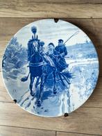 Delftsblauw Wandbord met Paard en Wagen, Antiek en Kunst, Antiek | Wandborden en Tegels, Ophalen of Verzenden