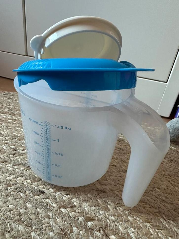 Tupperware maatkan/maatbeker 1,25l, Huis en Inrichting, Keuken | Tupperware, Zo goed als nieuw, Overige typen, Blauw, Ophalen of Verzenden