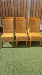 6 rieten eetkamer stoelen, Huis en Inrichting, Stoelen, Ophalen, Gebruikt, Bruin