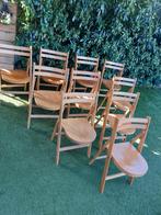 HOUTEN VINTAGE KLAPSTOELEN 10 STUKS IN ZEER GOEDE STAAT....., Ophalen, Inklapbaar en stapelbaar, Bruin, Zo goed als nieuw