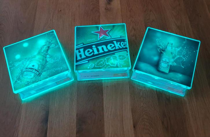 Heineken lichtbakken! Stevig, mooie decoratie voor mancave!, Verzamelen, Biermerken, Zo goed als nieuw, Reclamebord, Plaat of Schild