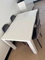 Hoogglans witte eettafel met 4stoelen, Huis en Inrichting, Ophalen, 50 tot 100 cm, Zo goed als nieuw, Vijf personen of meer