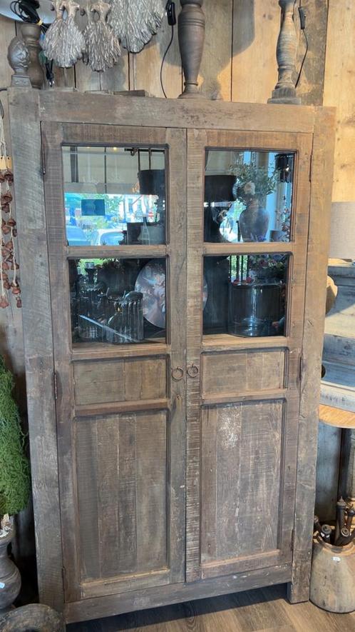 Prachtige driftwood vitrinekast, Huis en Inrichting, Kasten | Vitrinekasten, Nieuw, 150 tot 200 cm, 25 tot 50 cm, Met deur(en)