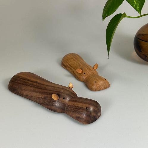 Unieke handgemaakte houten nijlpaarden, Huis en Inrichting, Woonaccessoires | Overige, Zo goed als nieuw, Ophalen of Verzenden