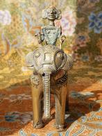 Antiek brons beeldje uit India olifant met berijder 14,8 cm., Ophalen of Verzenden