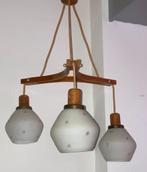 Vintage 3-lichts hanglamp, Huis en Inrichting, Lampen | Hanglampen, Ophalen of Verzenden, Gebruikt, Glas, Minder dan 50 cm