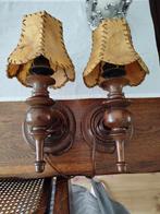 Set van 2 zelfgemaakte houten wandlampen, Ophalen of Verzenden