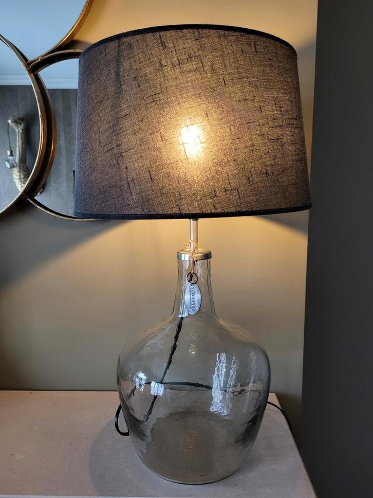 Riverdale schemerlamp met zwarte kap, Huis en Inrichting, Lampen | Vloerlampen, Zo goed als nieuw, Minder dan 100 cm, Glas, Metaal