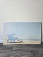 Canvas Strandhuisje Zee - 118x70cm - Pastel, Ophalen, 50 tot 75 cm, 100 tot 125 cm, Print