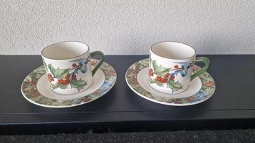 Gien le houx 2 kop + schotels kerst kerstservies beschikbaar voor biedingen