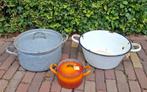 Lotje oud emaille, o.a. Grijs gewolkt. Mooi met planten., Ophalen of Verzenden
