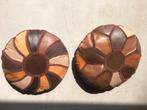 2  vintage leren kussens. Patchwork., Ophalen of Verzenden, Zo goed als nieuw, Vierkant