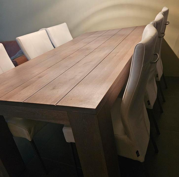 Massief eiken eettafel Henders & Hazel, Huis en Inrichting, Tafels | Eettafels, Gebruikt, 50 tot 100 cm, 200 cm of meer, Rechthoekig