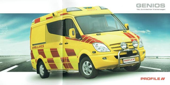 Folder Profile Genios (Finse MB Sprinter ambulance ca.2008), Boeken, Auto's | Folders en Tijdschriften, Zo goed als nieuw, Mercedes