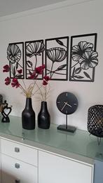 Bloemen decoratie aan de muur. Gebrand zwart hout., Huis en Inrichting, Woonaccessoires | Wanddecoraties, Ophalen of Verzenden
