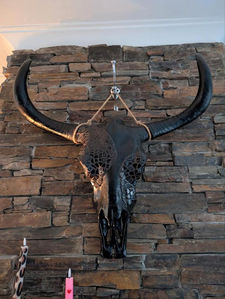 Zwarte Skull met Mozaïek Decoratie, Huis en Inrichting, Woonaccessoires | Wanddecoraties, Ophalen