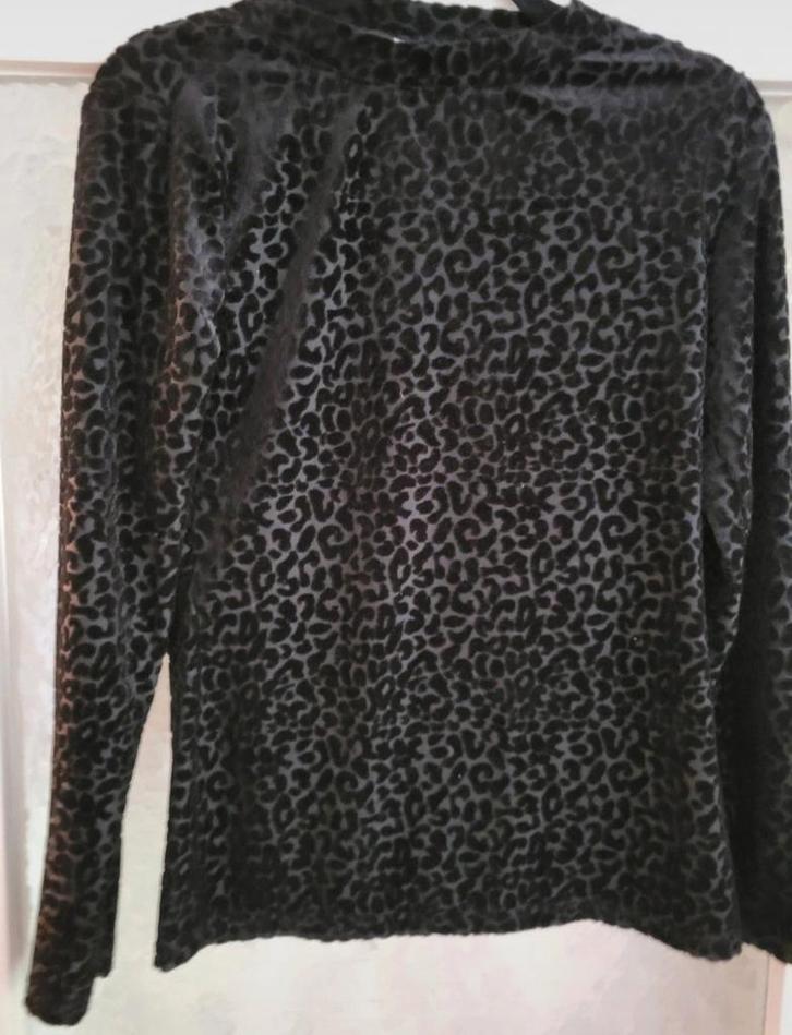 Zwarte pantertop lange mouw object mt m, Kleding | Dames, Tops, Zo goed als nieuw, Maat 38/40 (M), Zwart, Lange mouw, Ophalen of Verzenden