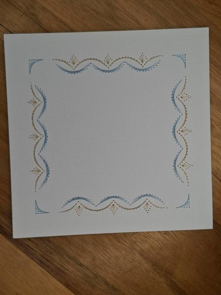 Geborduurde opleg kaart basiskaart wit, Hobby en Vrije tijd, Kaarten | Zelf maken, Zo goed als nieuw, Blanco kaart of Basiskaart