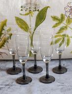 Set van 5 Vintage "Grey Stem" glazen (Luminarc France), Verzamelen, Glas en Borrelglaasjes, Ophalen of Verzenden, Zo goed als nieuw