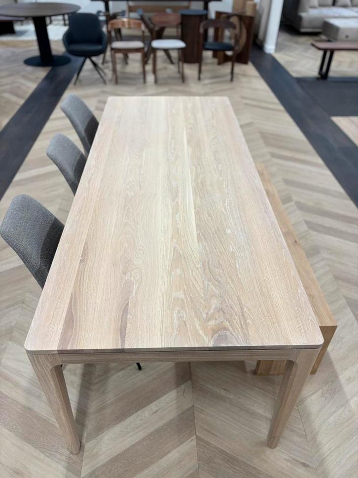 Eiken eettafel Akos – tijdloos design 220x100cm, Huis en Inrichting, Tafels | Eettafels, Zo goed als nieuw, 50 tot 100 cm, 200 cm of meer