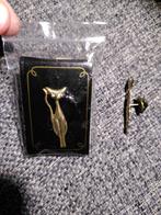 Twee broches met kat/Siamees, Goud, Overige materialen, Minder dan 4 cm, Gebruikt