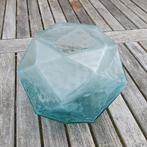 Veelkantige aquablauwe vaas glas, Huis en Inrichting, Woonaccessoires | Vazen, Ophalen of Verzenden, Overige kleuren, Glas, Minder dan 50 cm