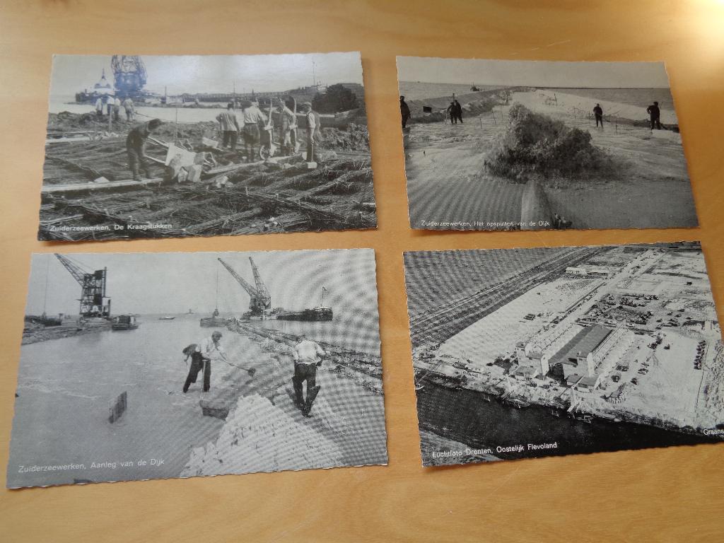 4 oude ansichtkaarten Zuiderzeewerken, Ophalen of Verzenden, 1920 tot 1940, Ongelopen, Flevoland