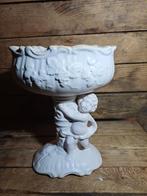 Antieke Plantenbak op Voet met Cherubijn, Gebruikt, Wit, Aardewerk of Porselein, Ophalen of Verzenden