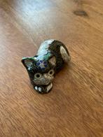 Cloisonne liggend poesje gaaf chinees messing koper vintage, Verzenden