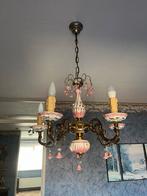 Roze Beige Bloemen Hanglamp, Ophalen, Gebruikt, Metaal, 50 tot 75 cm