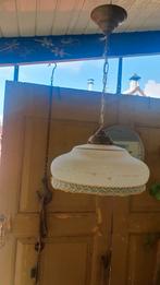 Vintage Hanglamp met Glazen Kap, Huis en Inrichting, Lampen | Hanglampen, Ophalen, Gebruikt, 50 tot 75 cm, Vintage