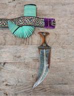 Antieke jambiya Oosterse dolk met riem Yemen i.z.g.s, Ophalen of Verzenden