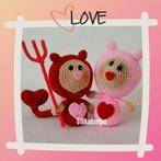 Nieuwe zelfgehaakte knuffels. Liefdes duiveltjes., Ophalen of Verzenden, Zo goed als nieuw, Overige typen